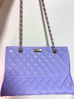 Quilted Patent Lavender Chain Shoulder Bag